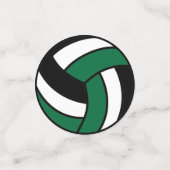 Confettis Volley-ball vert foncé, noir et blanc (Petit recto)