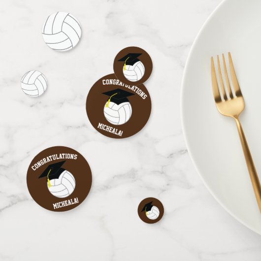 Confettis Volleyball Graduation Sports Brown (Groupe)