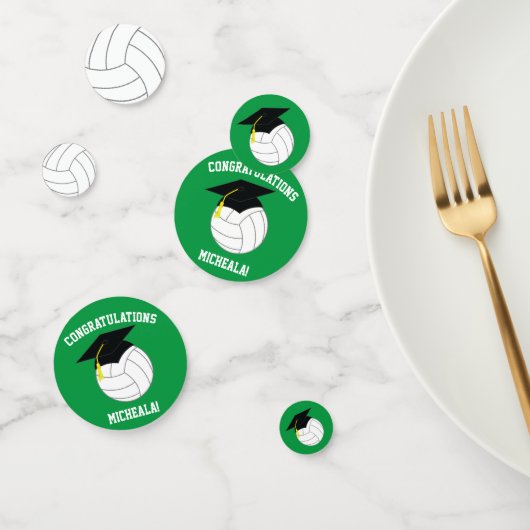 Confettis Volleyball Graduation Sports Green (Groupe)