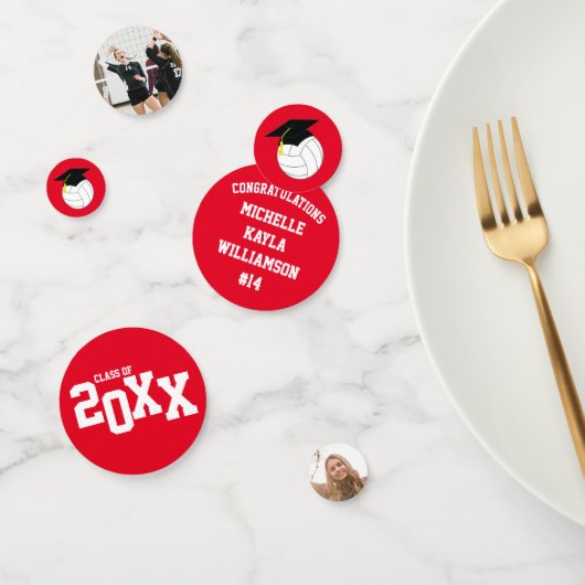 Confettis Volleyball Graduation Sports Rouge (Groupe)