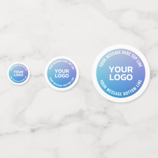 Confettis Votre logo | Ombre bleue à violet et texte circula (Devant)