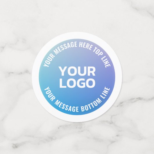 Confettis Votre logo | Ombre bleue à violet et texte circula (Petit recto)