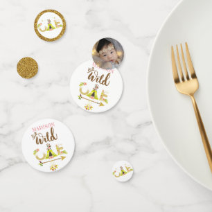 Confettis Wild One Personnalisé Girl First Birthday Photo