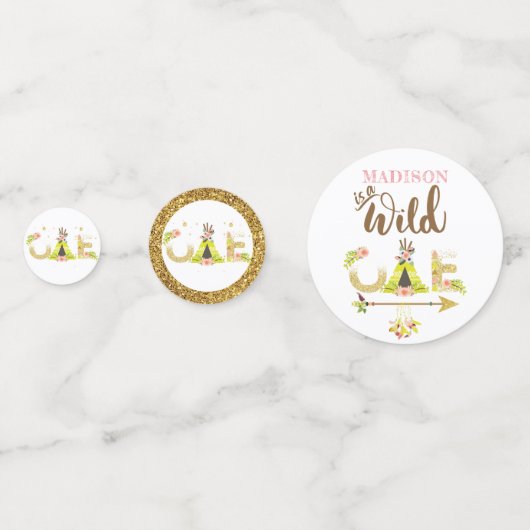 Confettis Wild One Personnalisé Girl First Birthday Photo (Devant)
