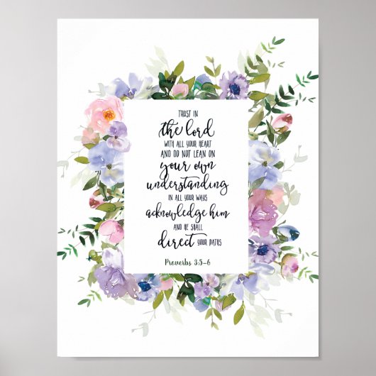 Confiance dans le Seigneur affiche florale (Devant)