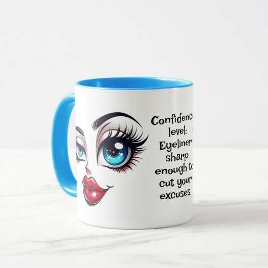 Confidence, Add Name Message, Fabulous Eyes Face Mok (Voorkant links)