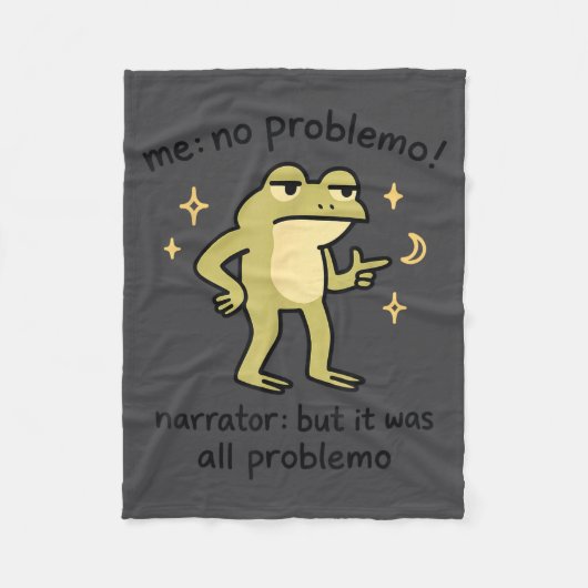 Confident Frog Meme Me No Problem Narrator Quote F Fleece Deken (Voorkant)