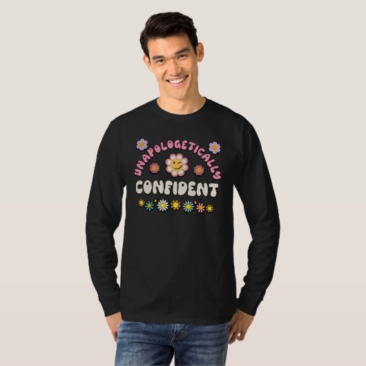 CONFIDENT Retro Groovy Unapologetically CONFIDENT T-shirt (Voorkant volledig)
