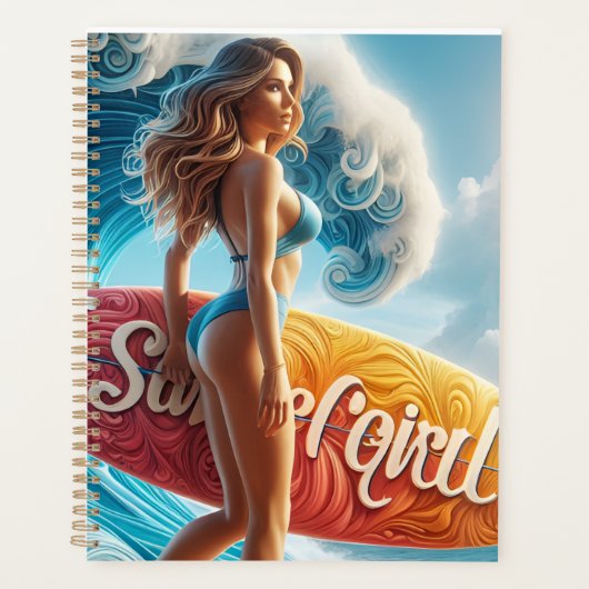 Confident Surfer Girl Walking Beach Waves Art (Devant)