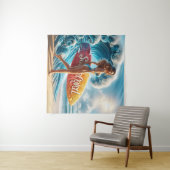 Confident Surfer Girl Walking Beach Waves Art Wandkleed (In Situ (horizontaal))