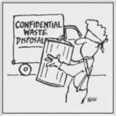 Confidential Waste Disposal Cartoon - Funny Sticker (Voorkant)