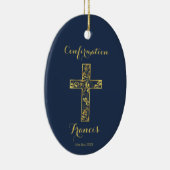 Confirmation bleu or croix ornement céramique (Droite)