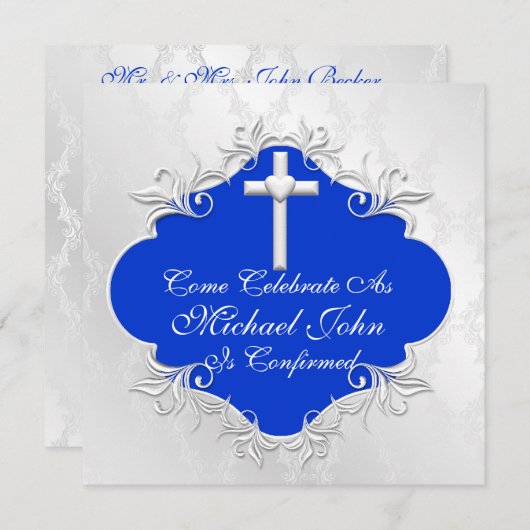 CONFIRMATION BLEUE Invitations Design élégant (Devant / Derrière)