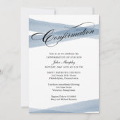 Confirmation, Blue Modern Watercolor Invitation (Devant)