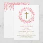 Confirmation Cherry Blossom floral Invitation  Kaart (Voorkant / Achterkant)