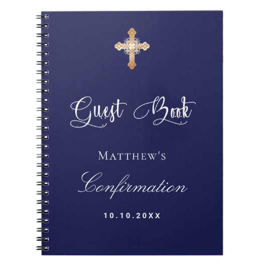 Confirmation du livre d'hôtes marine bleu blanc (Devant)