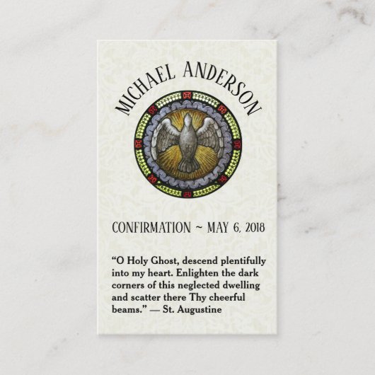 Confirmation du sacrement Verre tendu Cartes saint (Devant)