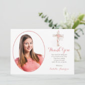 Confirmation Floral Cross Custom Girl Photo Merci (Debout devant)