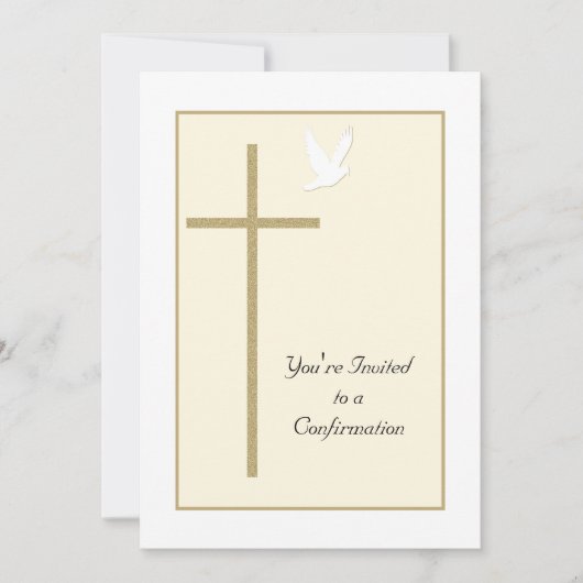 Confirmation Invitation Croix et colombe (Devant)