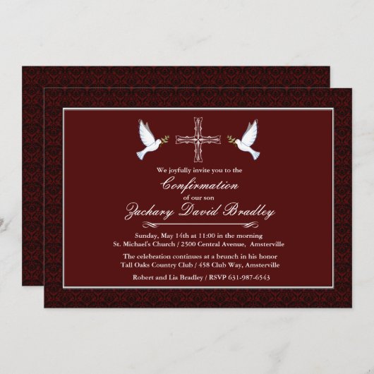 Confirmation Invitation de la colombe blanche (Devant / Derrière)