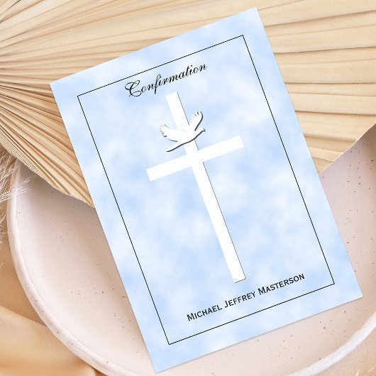 Confirmation Invitation Dove et Croix sur Invitati