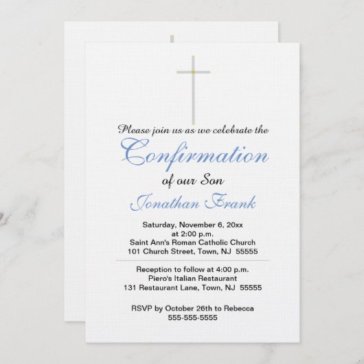 Confirmation Invitation Fils croisés (Devant / Derrière)