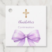 Confirmation lavender bow cross girl DIY Bedankjes Labels (Voorkant)