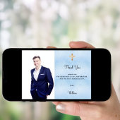 Confirmation photo croix bleu garçon carte de reme