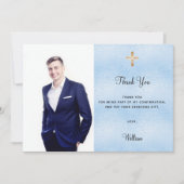 Confirmation photo croix bleu garçon carte de reme (Devant)