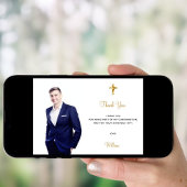 Confirmation photo cross boy carte de remerciement