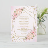 Confirmation Pink Floral Invitation (Debout devant)