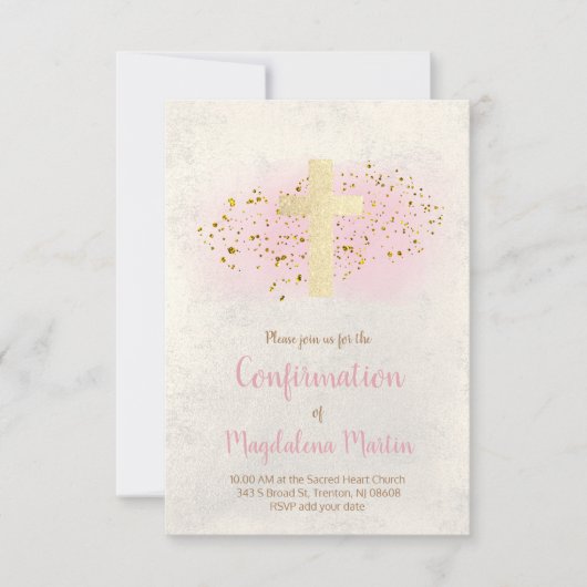 Confirmation!REMOVE! | FAUX-glitter en roze waterv Kaart (Voorkant)