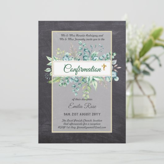 CONFIRMATION VERDOYÈRE Invitation Moderne Double f (Debout devant)