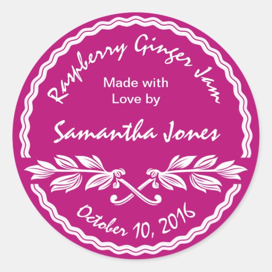 Confiture classique Étiquette rose et blanc / Jell (Devant)