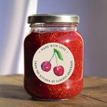Confiture de cerise et étiquettes de biscuits, De 