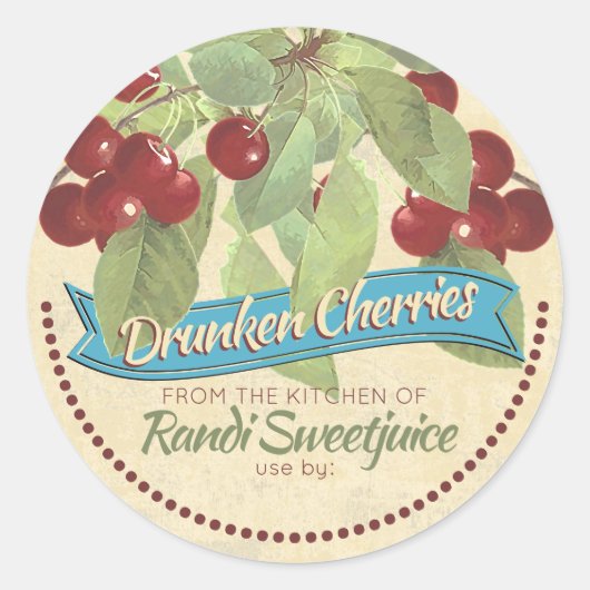 confiture de cerises vintages conserve étiquette d (Devant)