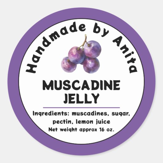 Confiture Muscadine moderne ou Étiquette Jelly Can (Devant)