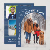 Confort bleu et Carte photo de joie (Devant / Derrière)