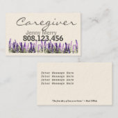 Confort de lavande : Cartes de visite aidants (Devant / Derrière)
