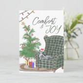 Confort de Noël Chat Confort & Joie Carte de vacan (Debout devant)