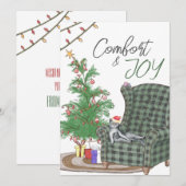 Confort de Noël Chat Confort & Joie Carte de vacan (Devant / Derrière)