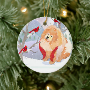 CONFORT & JOIE avec année- Chow ornement rugueux