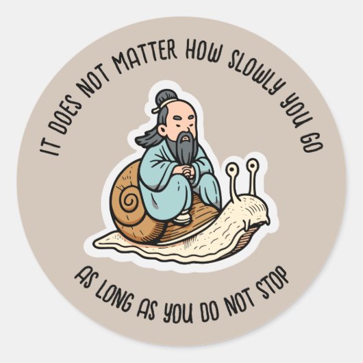 Confucius en de slak ronde sticker (Voorkant)