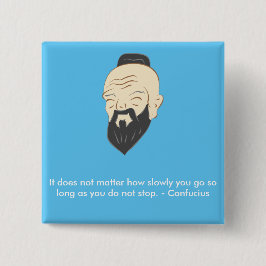 Confucius inspirerend badge vierkante button 5,1 cm