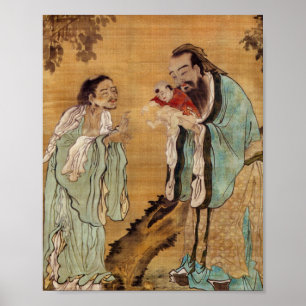 Confucius presenteert Boeddha aan Laozi Poster
