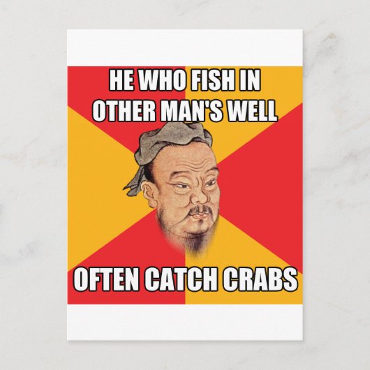 Confucius Zeg krabben Briefkaart (Voorkant)