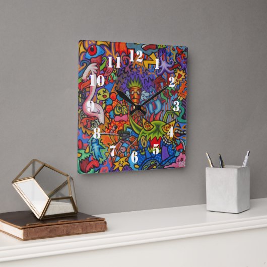 Confusion By Squid Fear City Vierkante Klok (Kantoor)