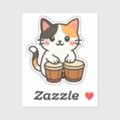 Conga Calico Cat Percussion Beat Sticker (Vel)