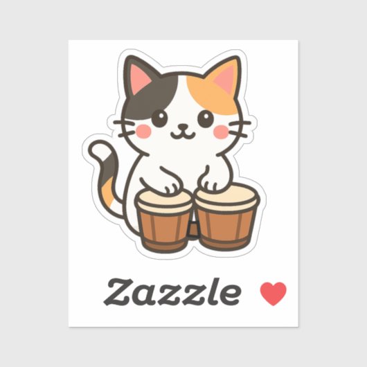 Conga Calico Cat Percussion Beat Sticker (Vel)