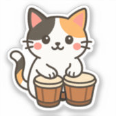 Conga Calico Kat Percussie Beat Sticker (Voorkant)